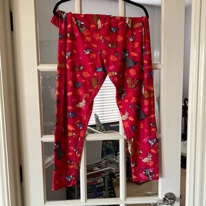 Red Disney Cartoon Print Leggings Pants